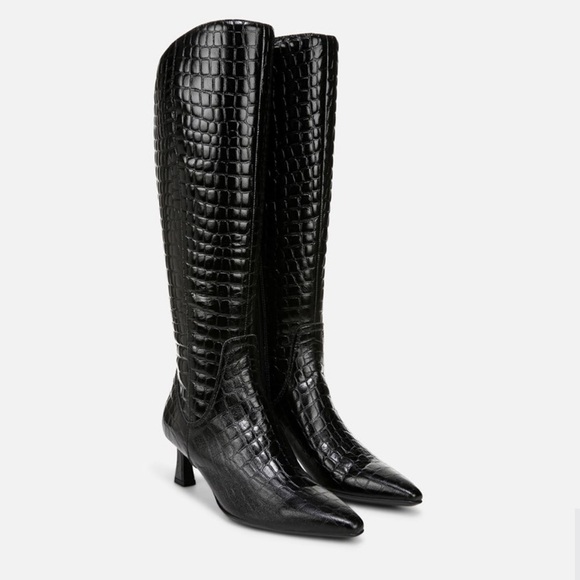 Naturalizer Shoes - Naturalizer Deesha Croco Knee High Tall Boots Embossed Black 8.5M
